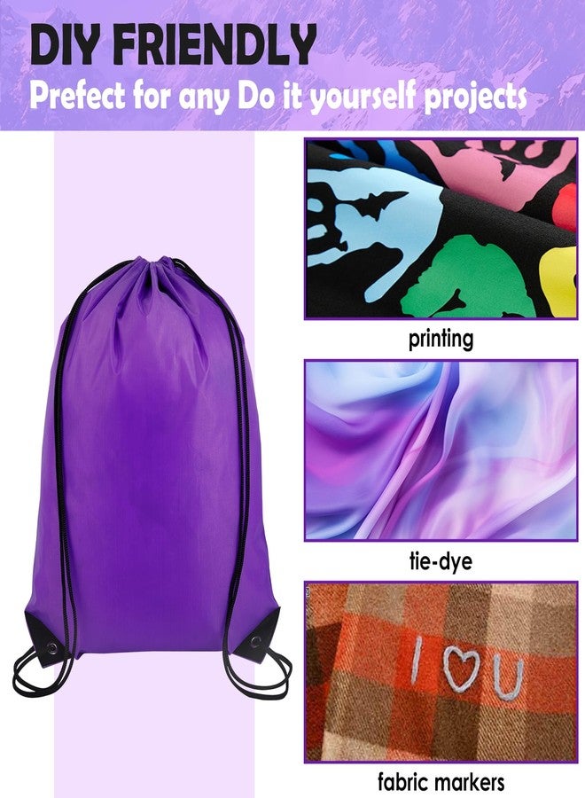 Enjamyo 20 Pack Drawstring Backpack Bulk, Drawstring Bags Bulk, Polyester Draw String Bags, Sports Cinch Bag for Gym, Travel, Party, Trip, Cinch Sack DIY for Women Men(Purple) - Image 3
